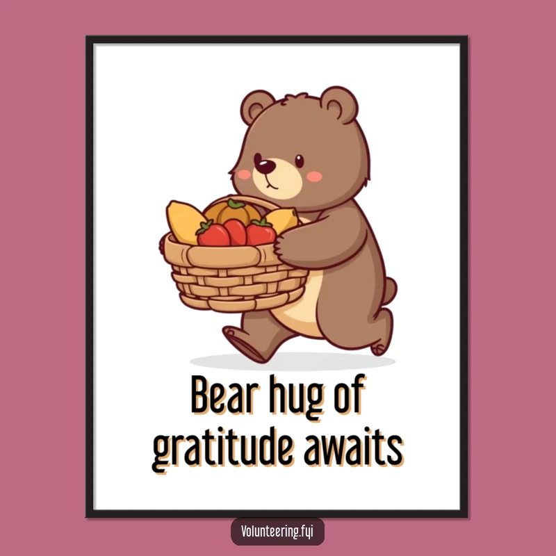 Free Printable Bear Food Basket Wall Art - Funny Generous Purpose Downloadable Decor