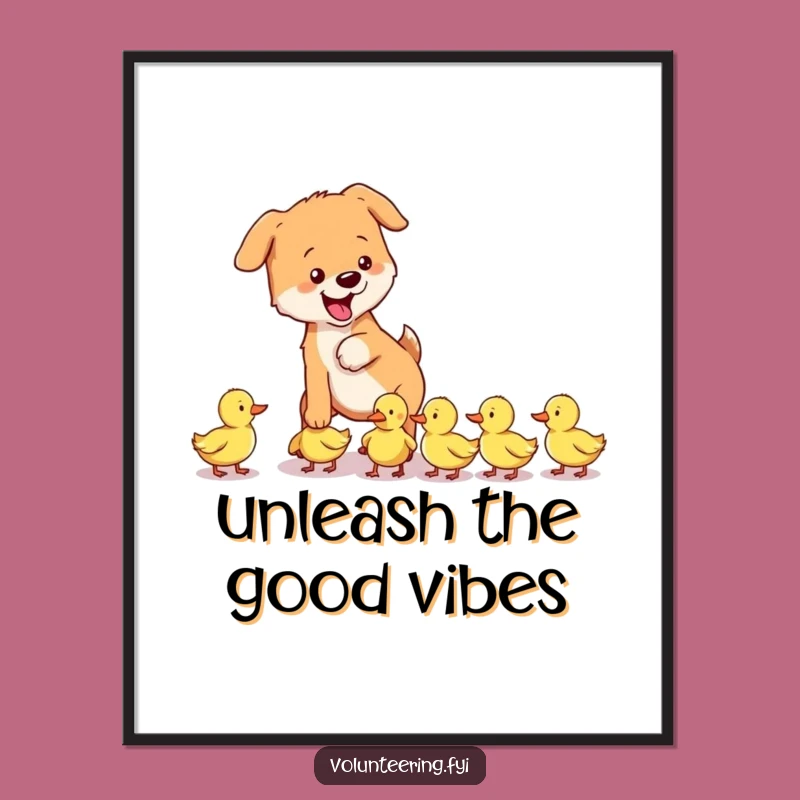 Free Printable Dog & Ducklings Wall Art: Funny Downloadable Art for Playful Spaces