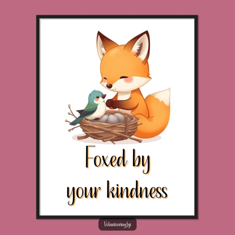 Free Printable Fox Nest Wall Art - Funny Whimsical Twig Building Downloadable Decor