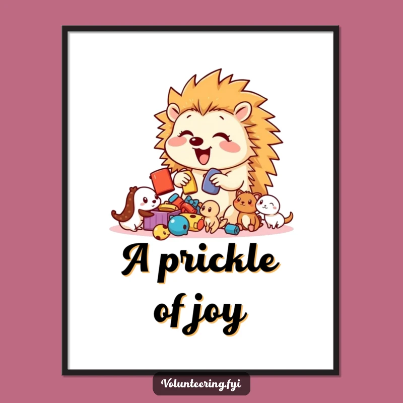 Free Printable Wall Art: Hedgehog's Toy Organizer, Funny Animal Decor