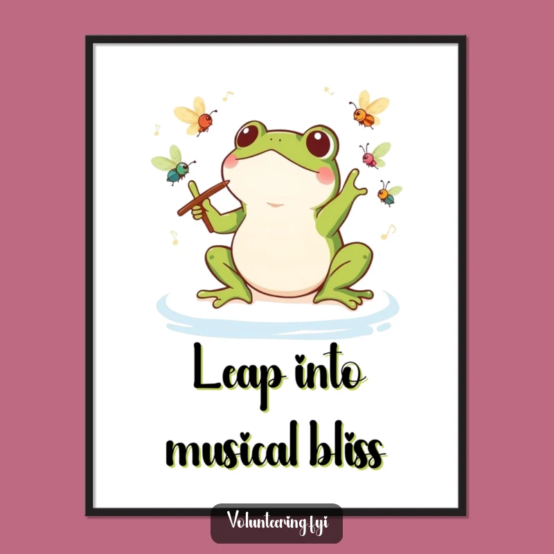 Free Printable Wall Art: Kawaii Frog Orchestra, a Whimsical Downloadable Gift