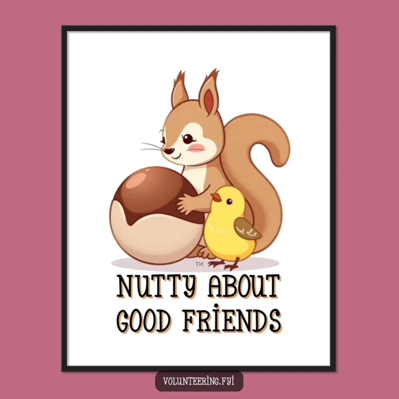 Funny Free Printable Wall Art: Squirrel's Generosity, Whimsical Downloadable Decor