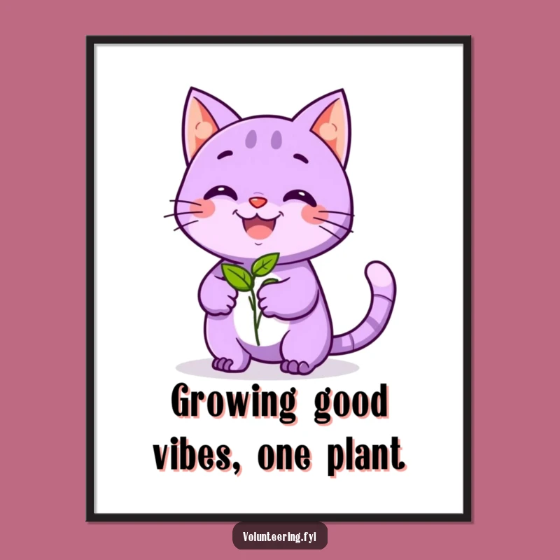 Free Printable Wall Art: Planting Cat, Funny Downloadable Art for a Cozy Home!
