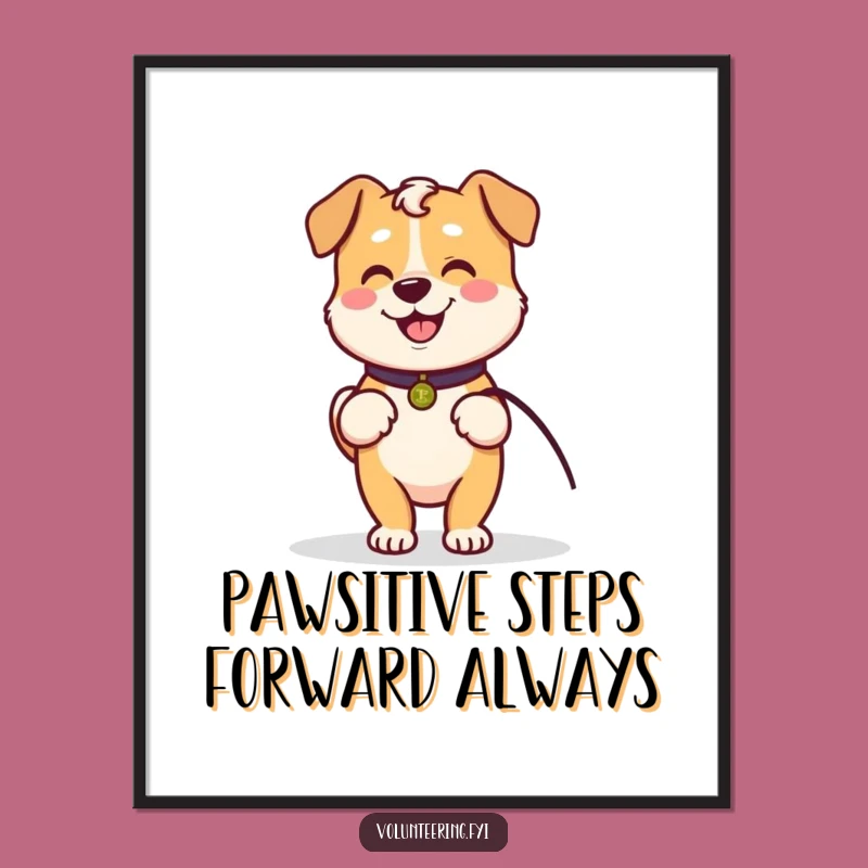 Free Printable Wall Art: Kawaii Dog Companion Walk, Funny Downloadable Decor for Home