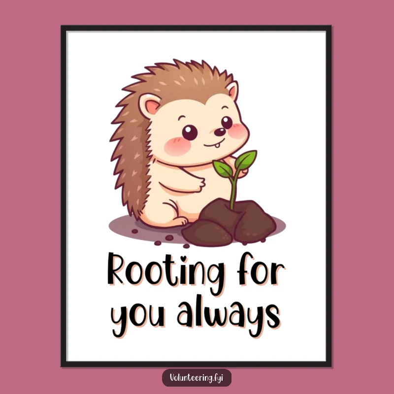 Funny Free Printable Wall Art: Hedgehog Planting Dreams - Downloadable Nature Decor Gift!