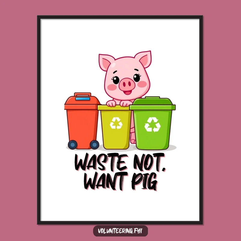 Funny Free Printable Pink Pig Art: Whimsical Eco-Hero Digital Download for Your Walls