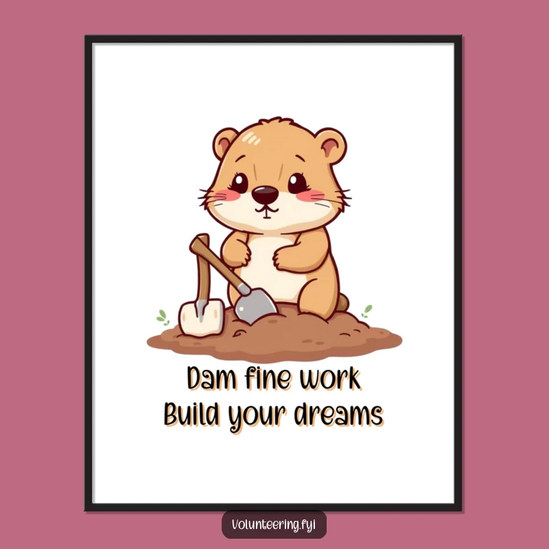 Whimsical Free Printable Wall Art: Busy Beaver, Charming Downloadable Home Decor Gift