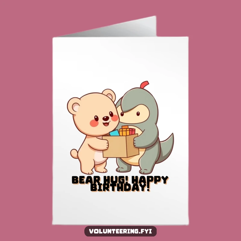 Free Printable Bear Cub Birthday Card: Helpful Cub Delivering Gifts Downloadable Gift