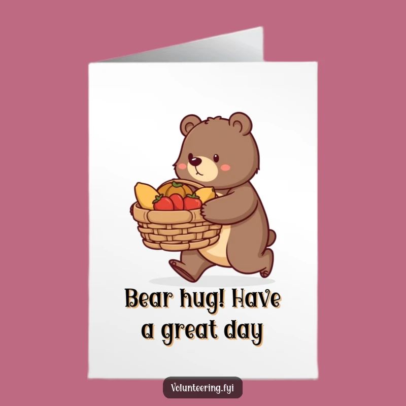 Free Printable Happy Birthday Bear Food Basket Card - Funny Generous Gift