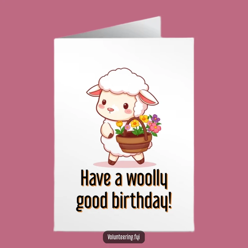 Charming Free Printable Birthday Card: Sheep with Flowers, Sweet Downloadable Gift