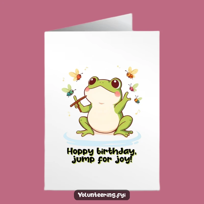 Free Printable Birthday Card: Fun Kawaii Frog Conductor, a Musical Downloadable Gift