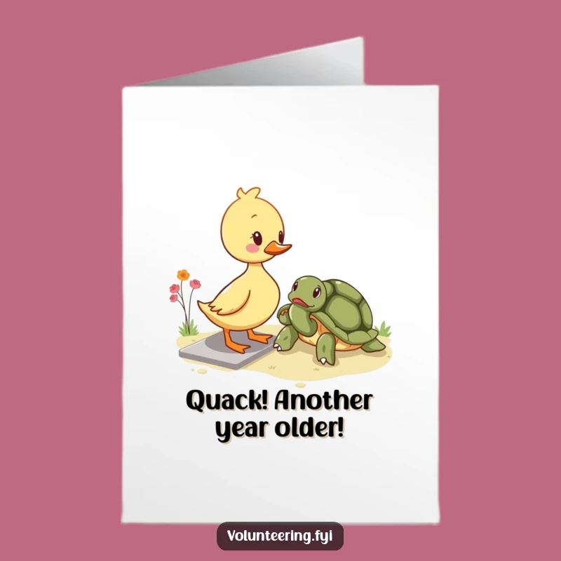 Free Printable Birthday Card: Funny Duckling & Turtle - Downloadable Cheerful Gift!