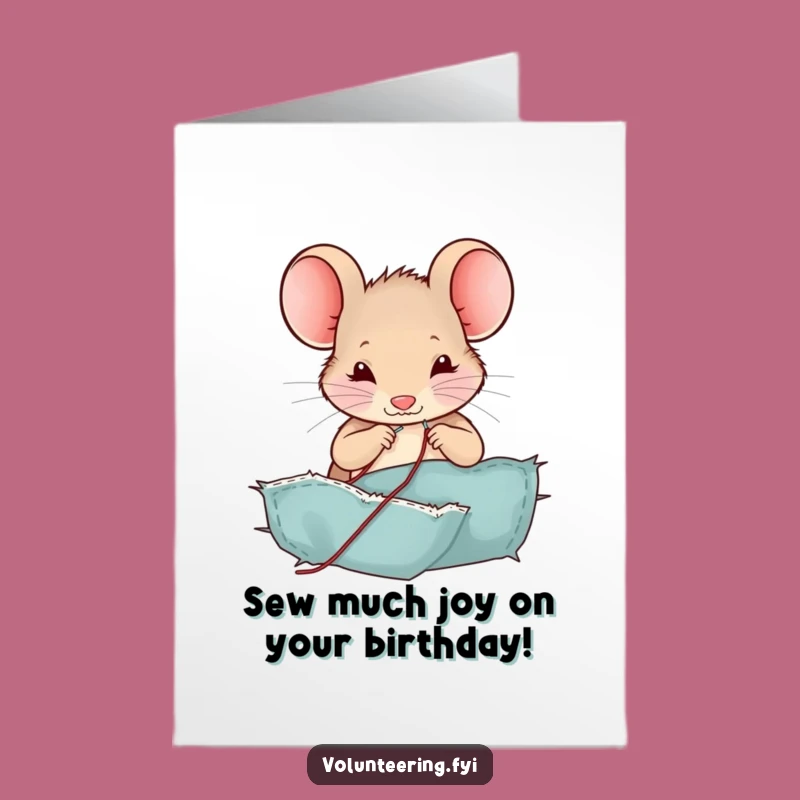 Free Printable Birthday Card: Funny Mouse Sewing Patch, Adorable DIY Downloadable Gift