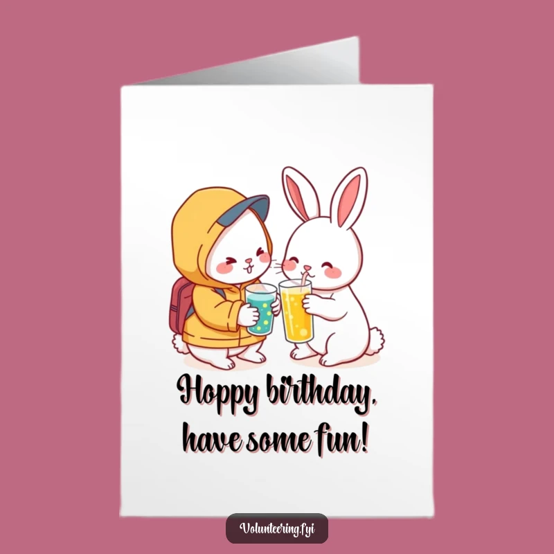 Free Printable Birthday Card: Kind Kawaii Rabbit Friend, a Refreshing Downloadable Gift
