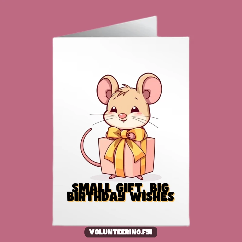 Free Printable Birthday Card: Mouse Gift Ribbon, Funny Downloadable for Perfectly Wrapped Fun