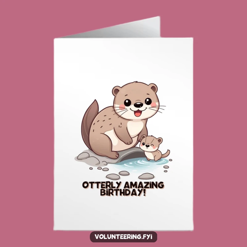 Free Printable Otter Birthday Card: Helping Otter Crossing Stream Birthday Downloadable Gift