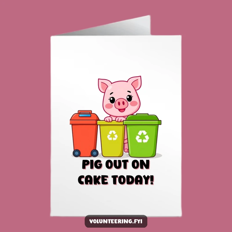 Free Printable Pink Pig Birthday Card: Funny Eco-Friendly Greeting for Happy Celebrations