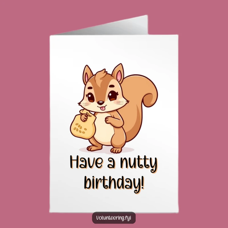 Free Printable Squirrel Birthday Card: Helpful Squirrel Delivering Seeds Birthday Downloadable Gift
