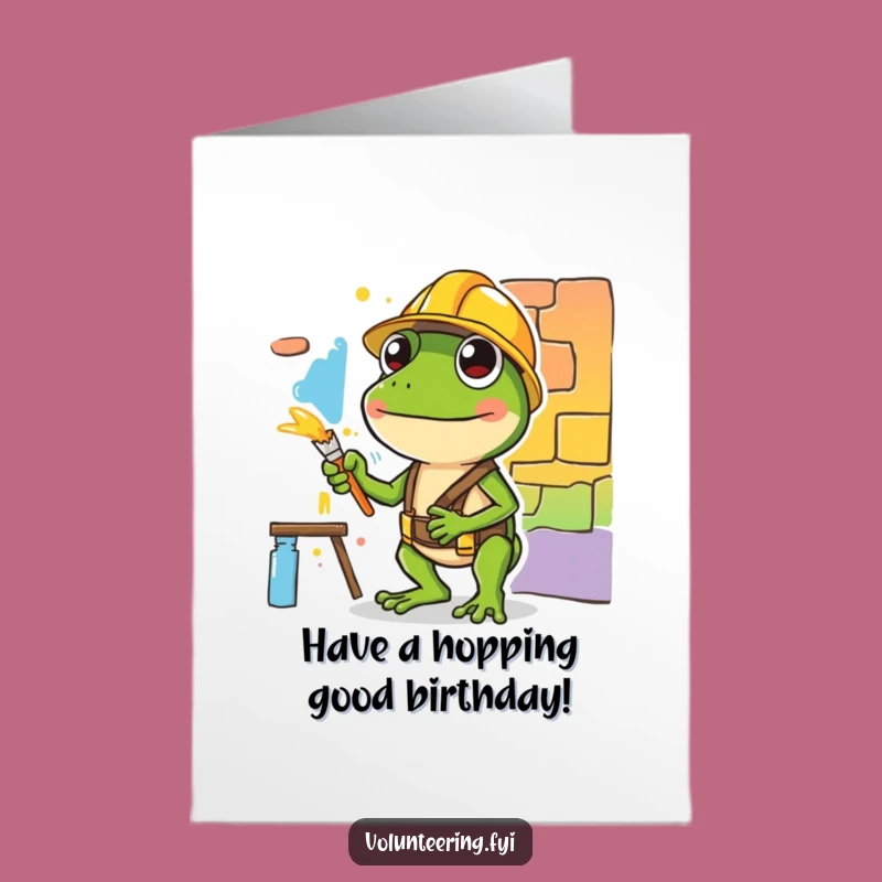 Free Printable Birthday Card: Painting Frog, Funny Downloadable Gift for an Artistic Celebration!