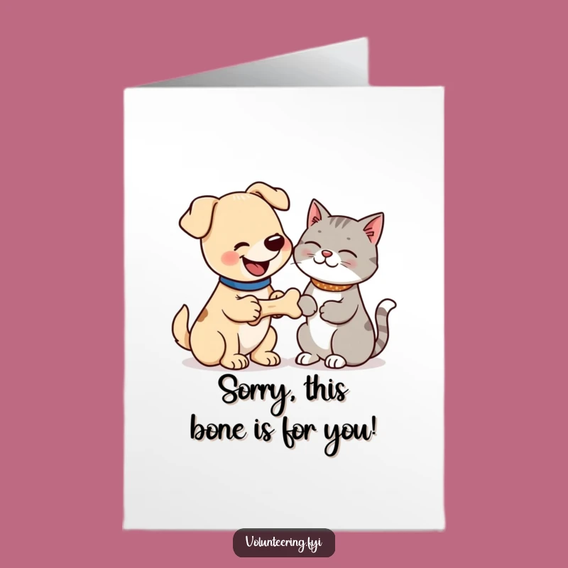 Free Printable Funny Dog & Cat Birthday Card: Hilarious Bone Offering Downloadable Gift