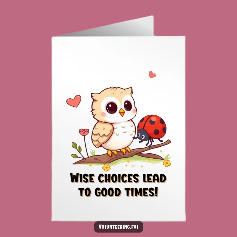 Free Printable Birthday Card: Owl Helps Ladybug Find Home Funny DIY