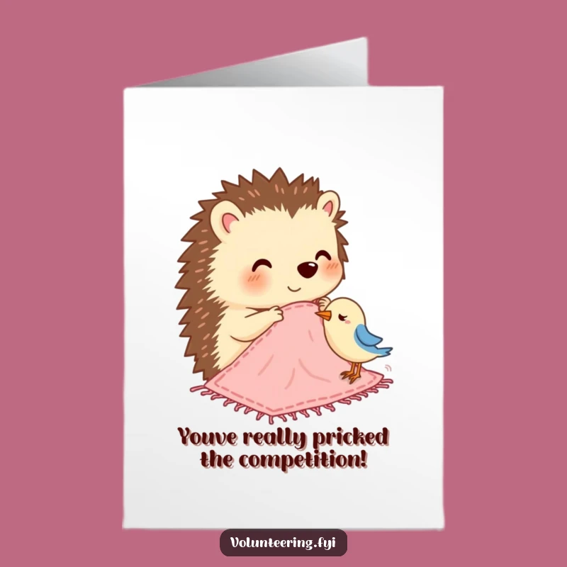 Congrats Free Printable Card: Hedgehog's Kindness, Cozy Success, Downloadable Art