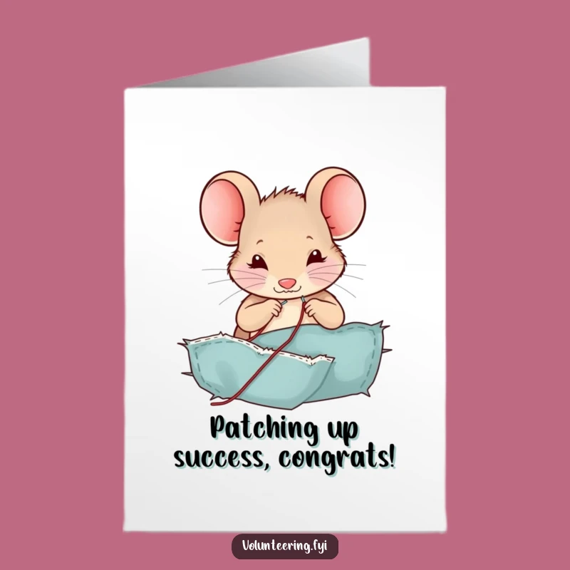 Free Printable Congrats Card: Funny Mouse Repairing, DIY Downloadable Gift for Any Occasion