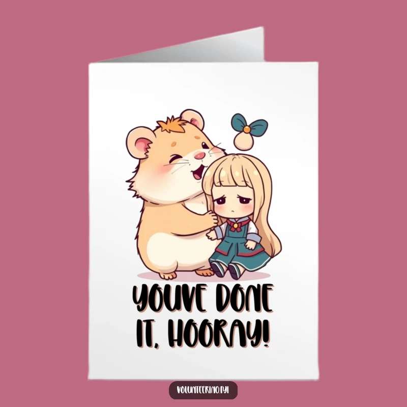 Free Printable Congrats Card: Hamster Patting Doll, Sweet DIY Downloadable Gift