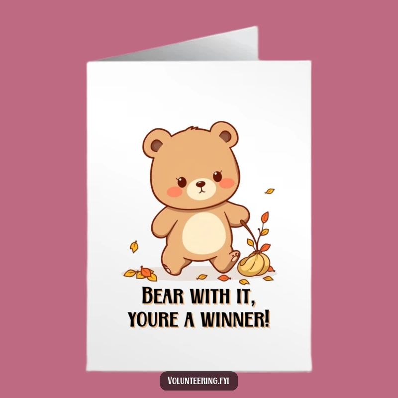 Free Printable Congrats Card: Kawaii Bear Tidying, Funny Downloadable Order