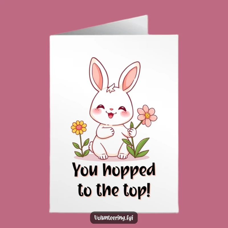 Free Printable Congrats Card: Rabbit Flower Gift, Funny Downloadable for Celebrations