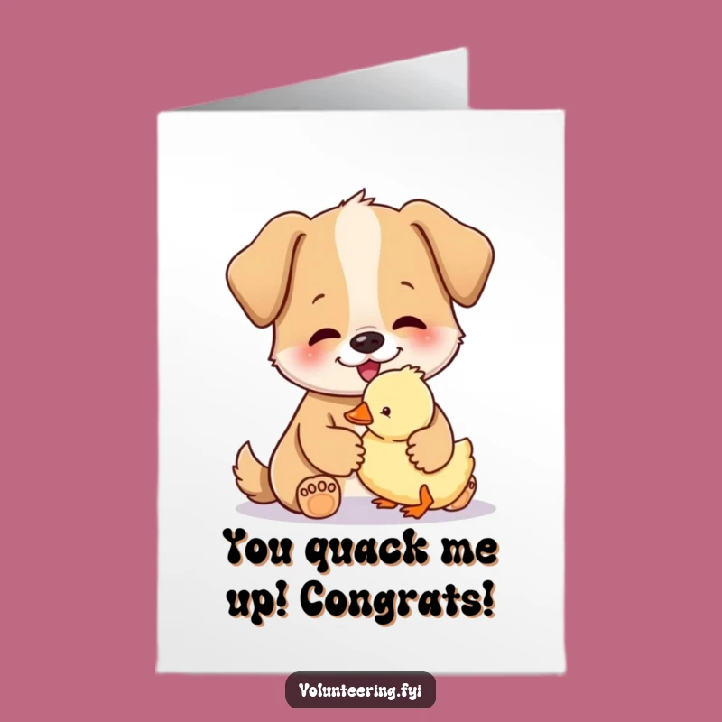 Free Printable Congratulations Card: Dog and Duckling, Heartwarming Downloadable Achievement Gift
