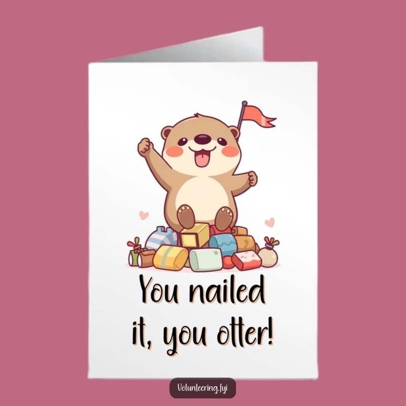 Free Printable Congratulations Card: Otter's Victory Flag, Funny Downloadable Gift