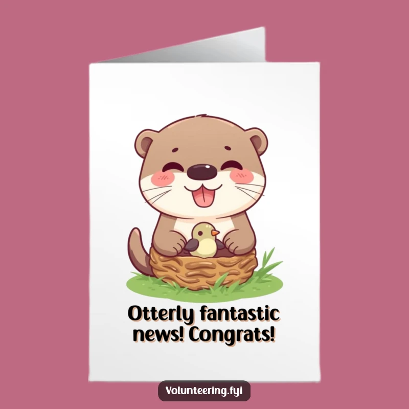 Free Printable Congrats Card: Otter's Kind Deed, Funny Nature Theme