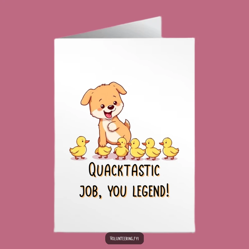 Free Printable Dog & Ducklings Card: Funny Congratulations Downloadable Gift for Leaders