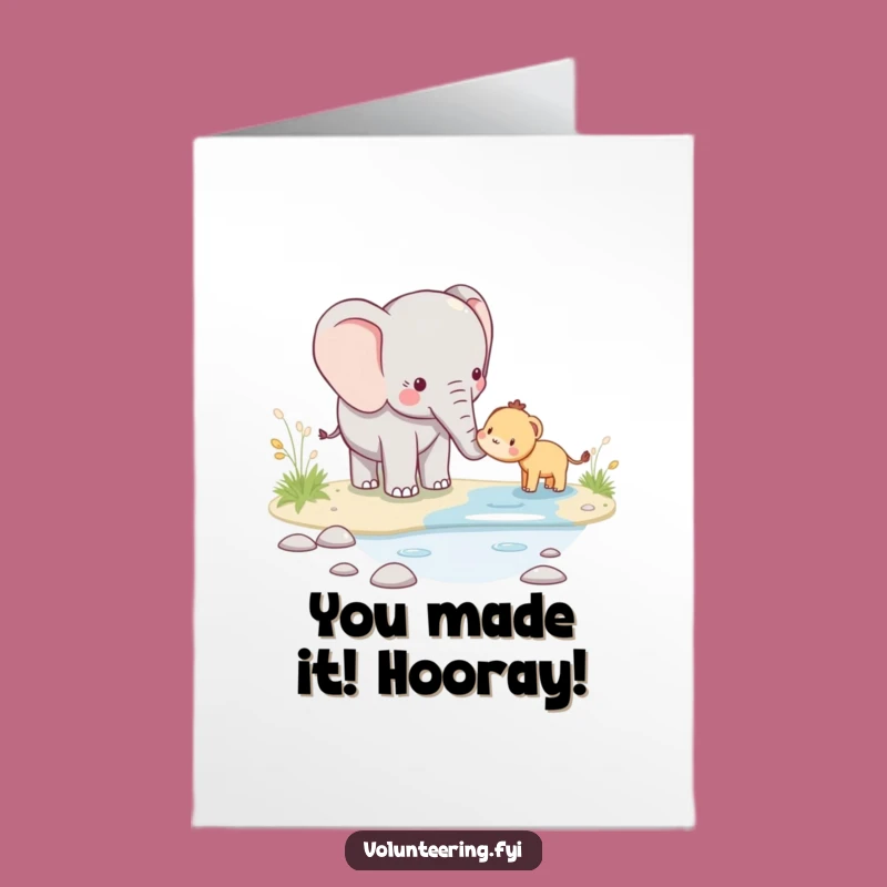 Free Printable Congrats Card: Funny Elephant Guiding - Downloadable Success Gift!