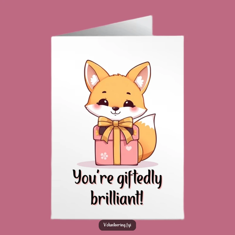 Free Printable Congrats Card: Fox Wraps Gift, Celebrating Your Success Downloadable Gift