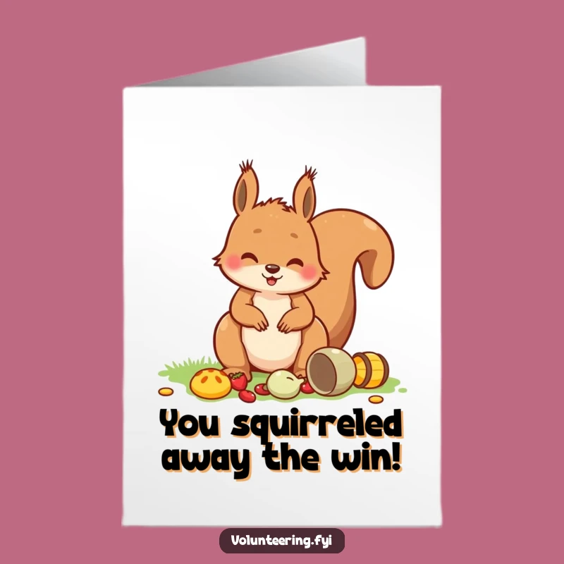 Free Printable Congrats Card: Tidy Squirrel celebrates your winning picnic pile!