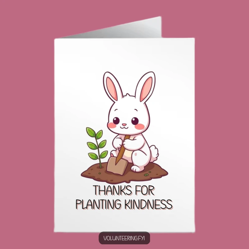 Free Printable Bunny Thank You Card: Cute Gardener Bunny Planting Gratitude Downloadable Gift
