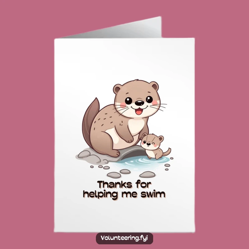 Free Printable Otter Thank You Card: Helping Otter Crossing Stream Thanks Downloadable Gift