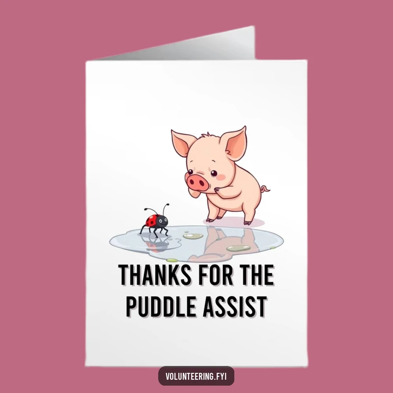 Free Printable Piglet & Ladybug Thank You Card: Funny Downloadable Gift for Kind Deeds