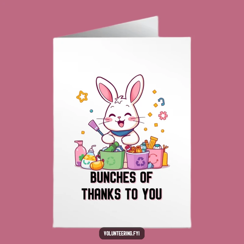 Free Printable Rabbit Recycling Thank You Card: Funny Downloadable Eco Art