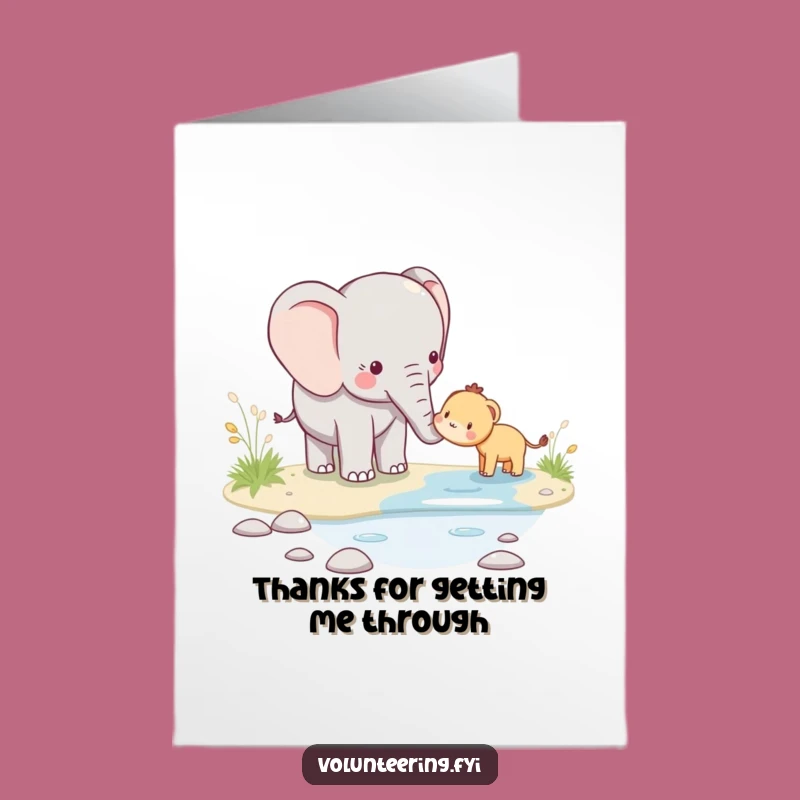 Free Printable Thank You Card: Funny Elephant's Kindness - Downloadable Grateful Gift!