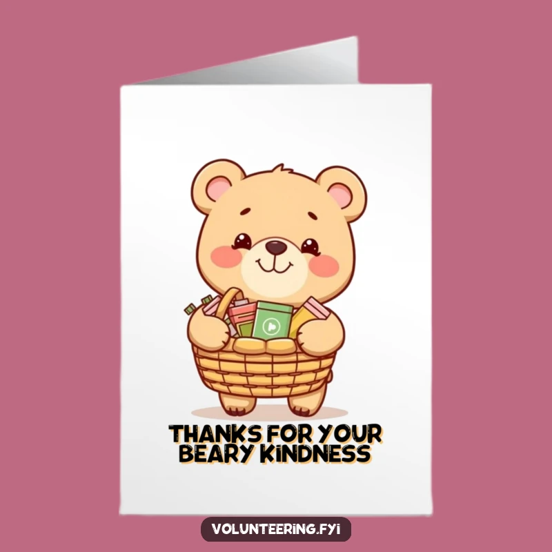 Free Printable Thank You Card: Generous Bear - Sweet Downloadable Gift for Kind Hearts