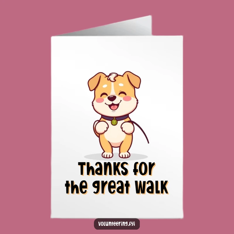 Free Printable Thank You Card: Kawaii Dog's Gratitude Walk, Funny Downloadable Appreciation