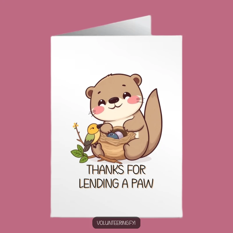 Free Printable Thank You Card: Kawaii Otter Nest, Funny Downloadable Gratitude