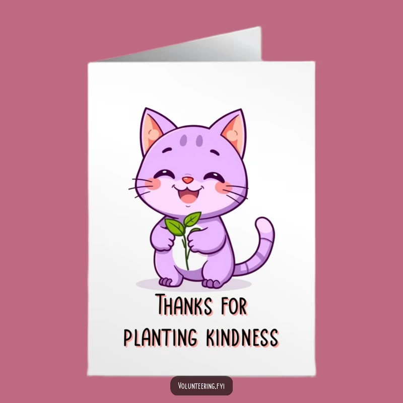 Free Printable Thank You Card: Planting Cat, Funny Downloadable Gift for Gratitude!