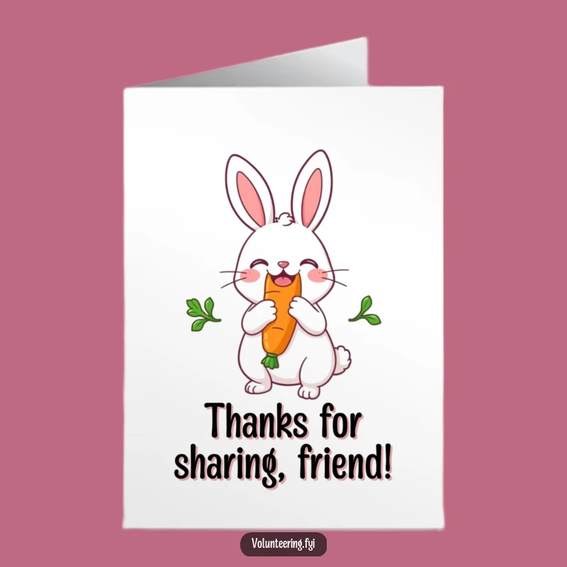 Free Printable Thank You Card: Rabbit Shares Carrot, A Sweet Thanks Downloadable Gift