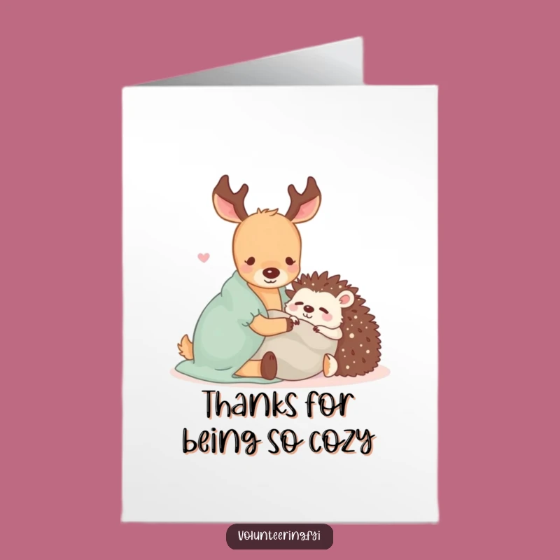 Free Printable Thank You Card: Kawaii Deer & Hedgehog Appreciation, Funny Downloadable Gratitude