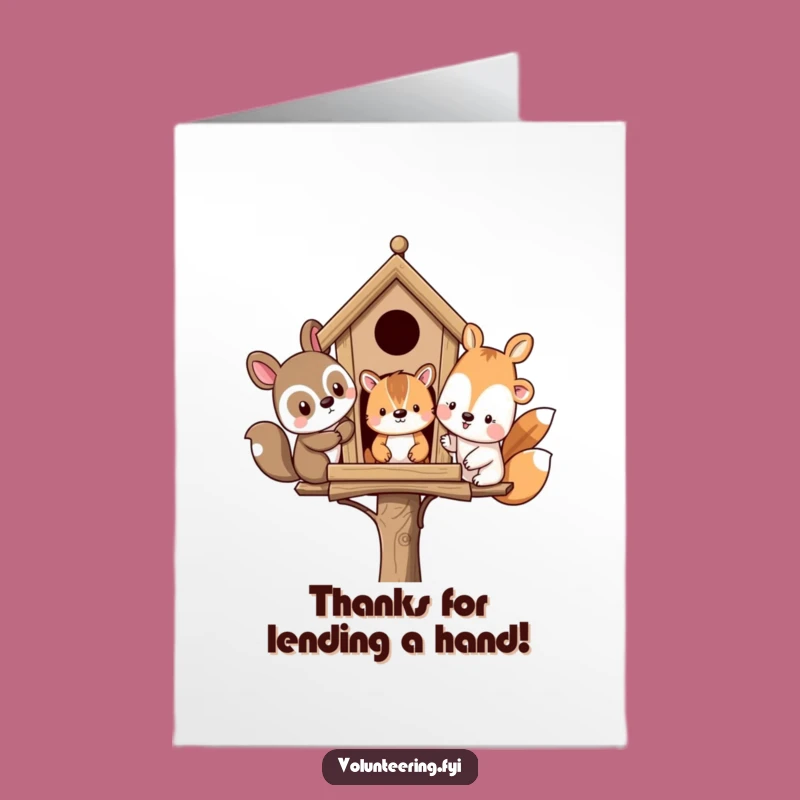 Free Printable Thank You Card: Animal Friends Building Appreciation DIY Gift