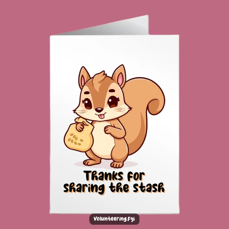 Free Printable Squirrel Thank You Card: Helpful Squirrel Delivering Thanks Downloadable Gift